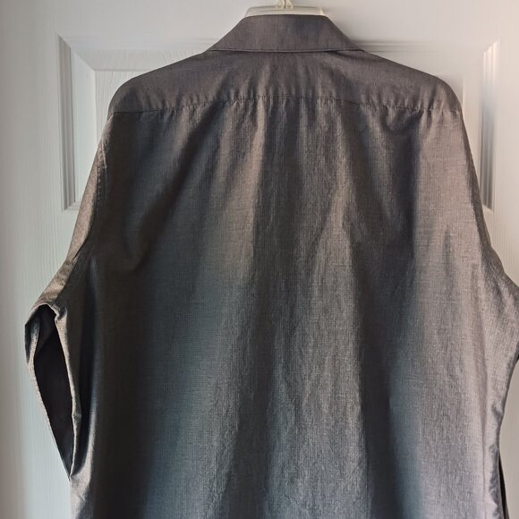 Calvin Klein Mens Long Sleeve Dress Shirt Formal Grey Size 34/35 XL Slim Fit - Picture 3 of 11